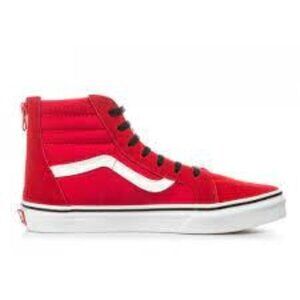 Vans Off The Wall Unisex Hi Top Red/White Skateboarding Racing Sneaker 7M 8.5W
